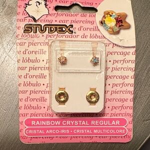 NIB Studex Kids Rainbow Crystal Regular Ear Studs - Multicolor
